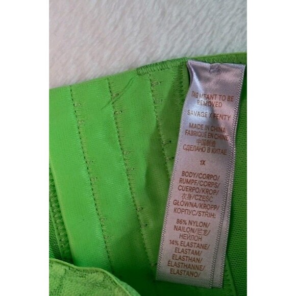 Savage x Fenty All Over Me Lace Bandeau Bralette Green Tea Strapless Size 1X - Picture 3 of 7